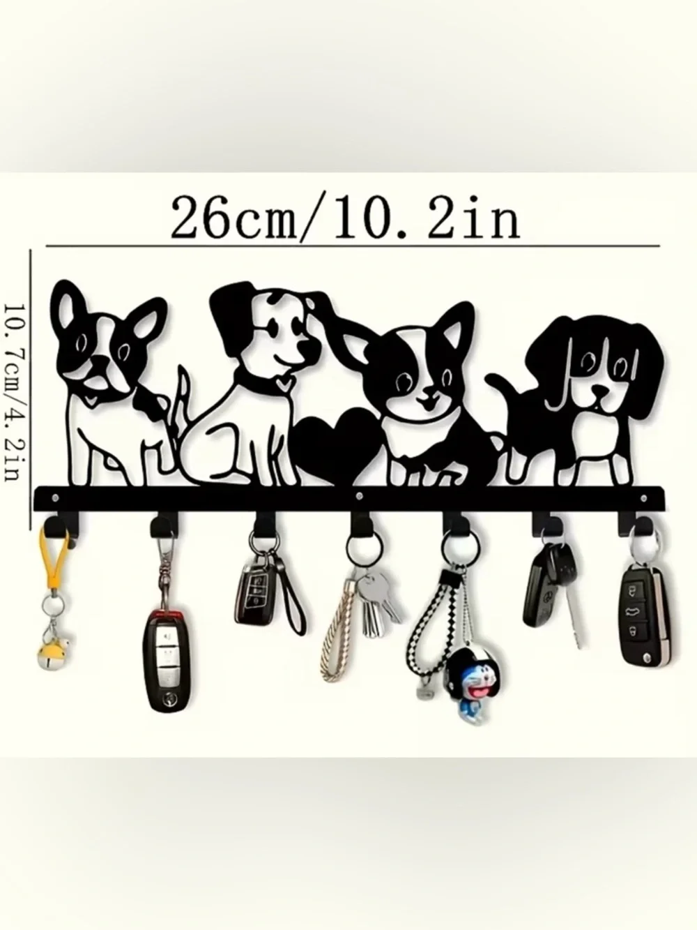 Black Dog Silhouette Wall Hook Rack - Decorative Home Wall Decor